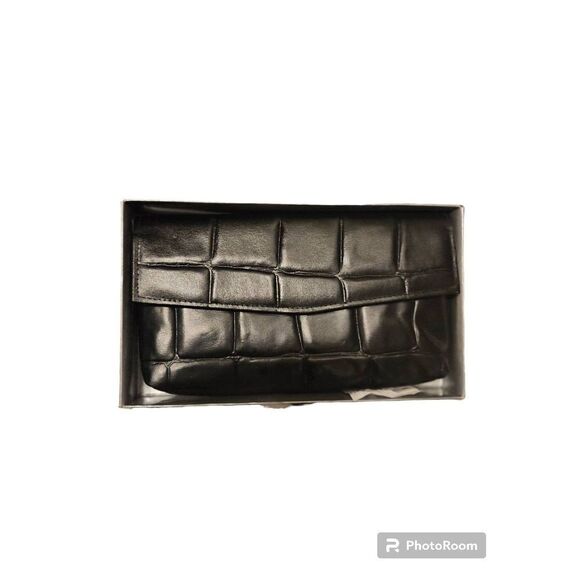 80s Vintage Old Stock Clutch Wallet Set Black Leather by Avon NIB - Picture 1 of 4